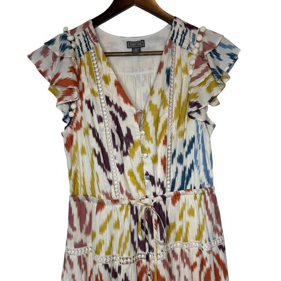 Point Sur J. Crew Cotton Voile Tiered Midi Dress Pom Pom Flutter Sleeve, size 4 - Picture 2 of 6